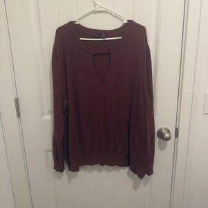 Ryan Wythe Women's Dark Maroon Sweater Size 4X Notch Out